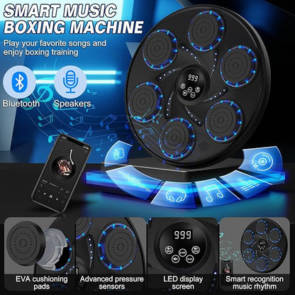 Music Boxing Machine, 5.0 Smart Bluetooth Boxing Machine Trainer with Boxing Gloves