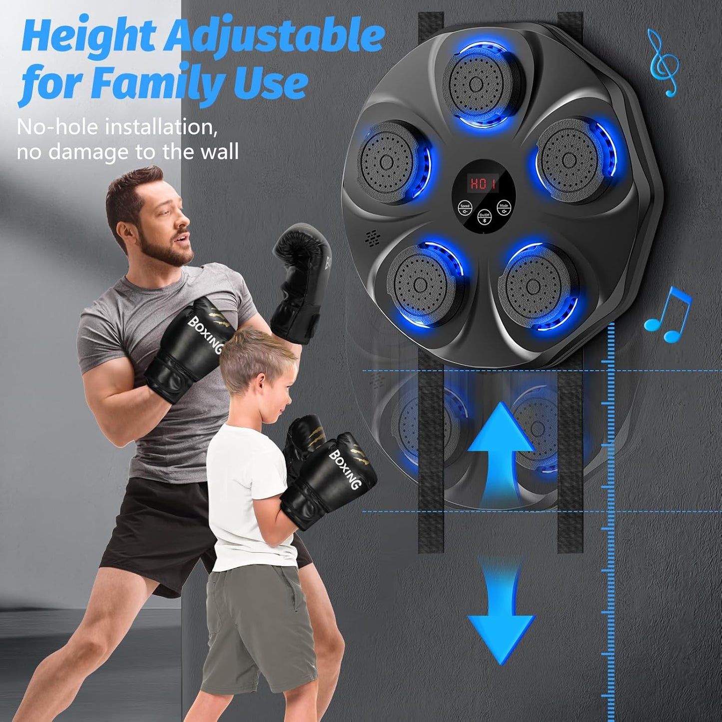 Music Boxing Machine, 5.0 Smart Bluetooth Boxing Machine Trainer with Boxing Gloves